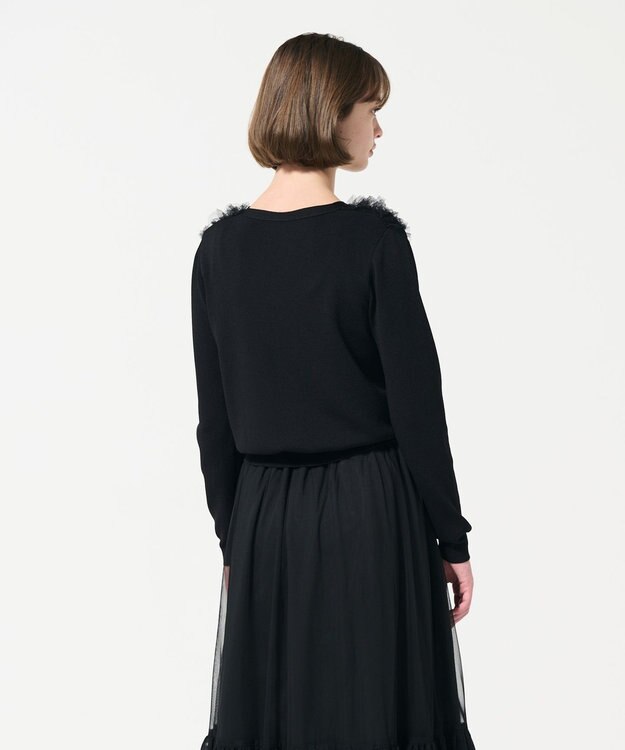 GRACE CONTINENTAL ギャザーフリルニットカーディガン ブラック