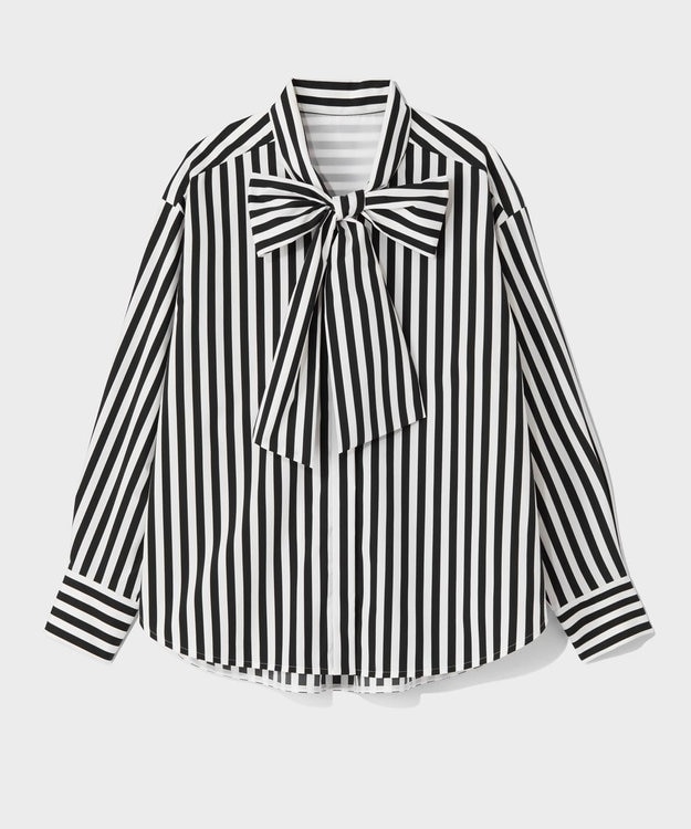 GRACE CONTINENTAL タフタストライプブラウス ブラック