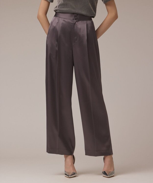 GRACE CONTINENTAL トリアセサテンワイドパンツ グレー