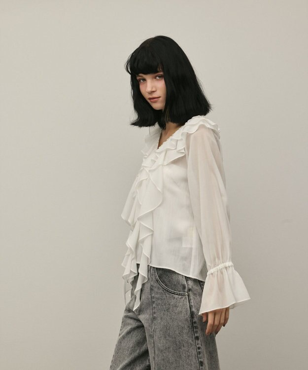 GRACE CONTINENTAL フリルブラウス ホワイト