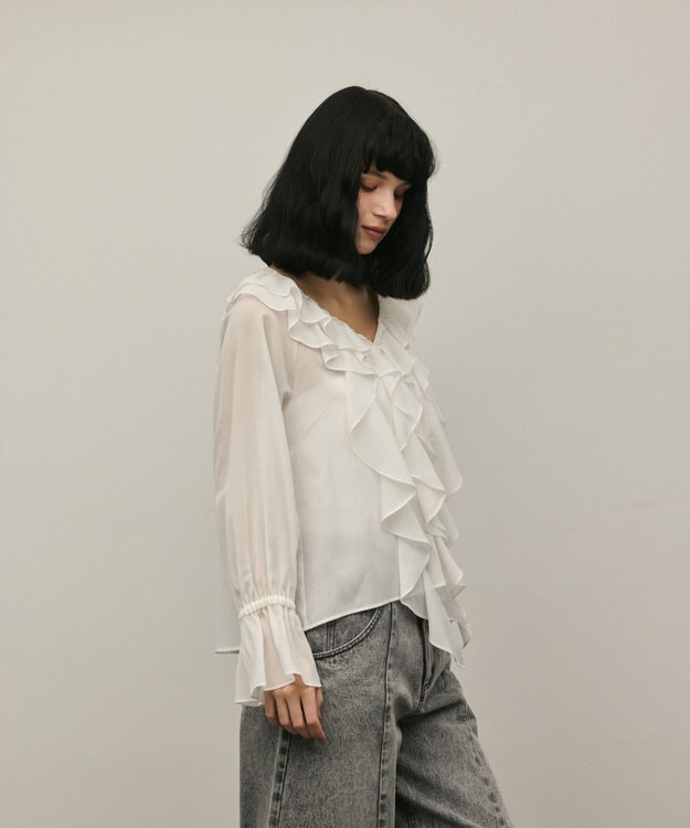 GRACE CONTINENTAL フリルブラウス ホワイト