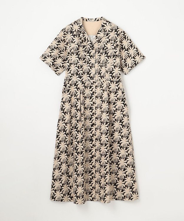 GRACE CONTINENTAL パームモチーフシャツワンピース ブラック