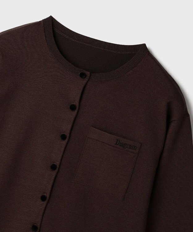 GRACE CONTINENTAL バイカラーロゴニットカーディガン ダークブラウン