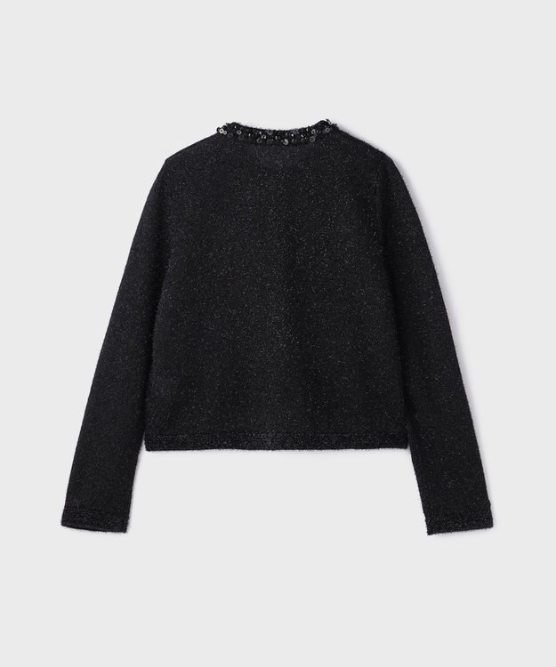 GRACE CONTINENTAL ラメフェザ－ニットカーディガン ブラック