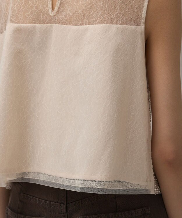 GRACE CONTINENTAL ビーズ刺繍トップ ベージュ