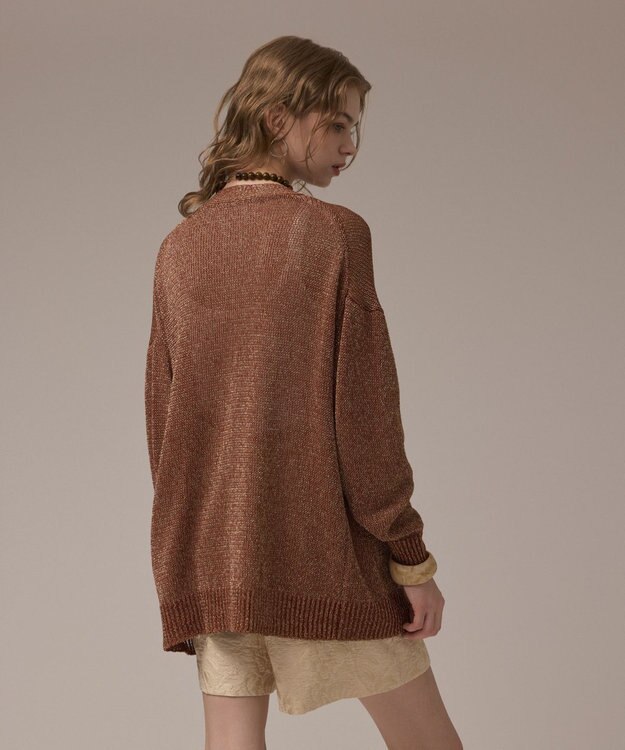 GRACE CONTINENTAL ラメルーズニットカーディガン ブラウン