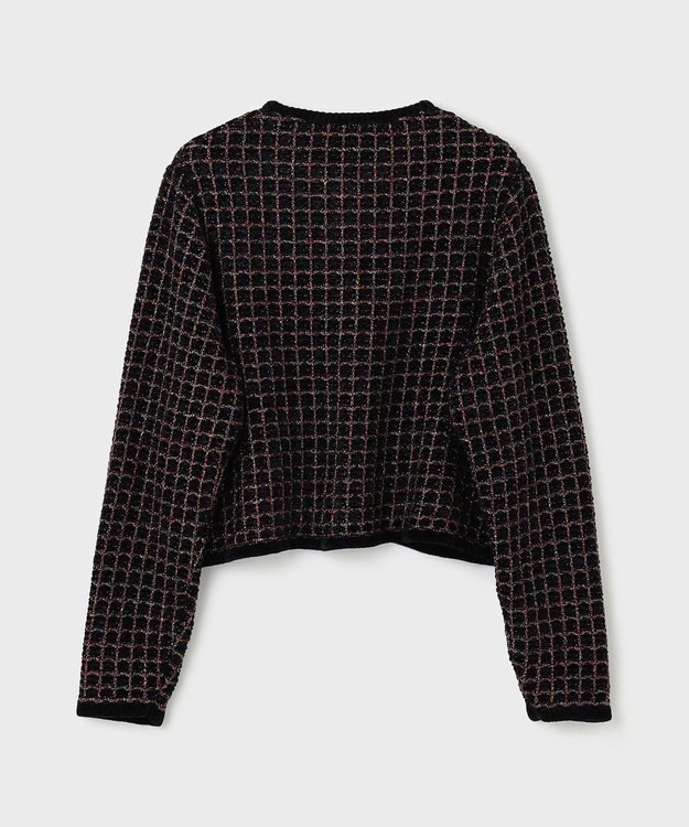 GRACE CONTINENTAL ツイードニットカーディガン ブラック