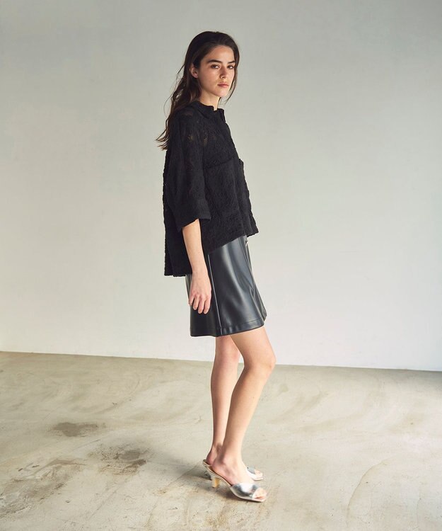 GRACE CONTINENTAL フェイクレザーミニスカート ブラック