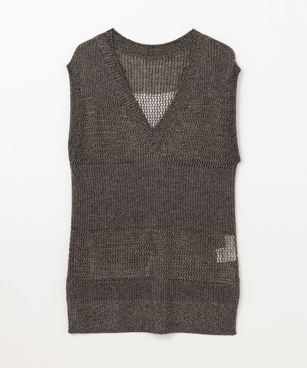 GRACE CONTINENTAL ラメメッシュニットトップ ゴールド