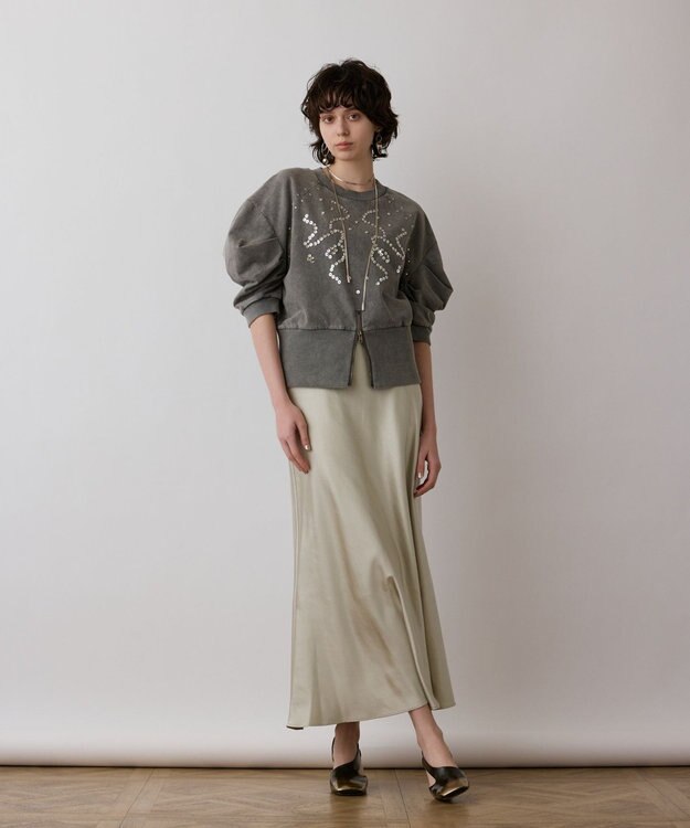 GRACE CONTINENTAL ピグメントショートトップ チャコール