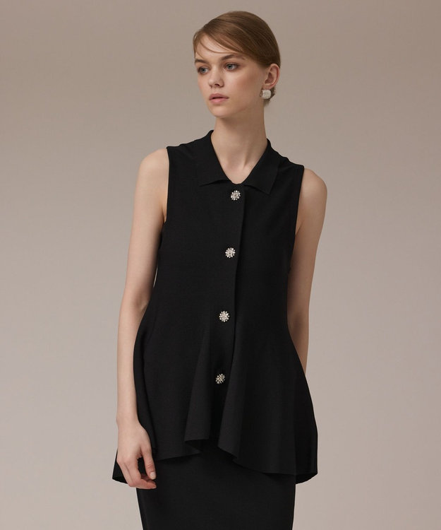 GRACE CONTINENTAL ビジューニットベスト ブラック