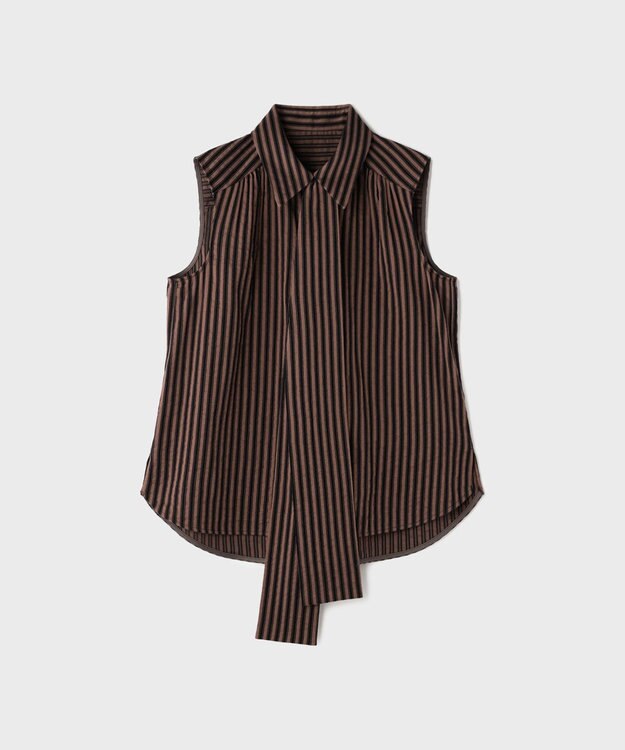 GRACE CONTINENTAL ヒッコリージャガードボウタイブラウス ブラウン