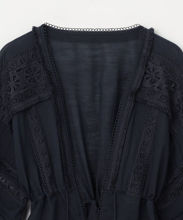 GRACE CONTINENTAL レースパッチブラウス ネイビー