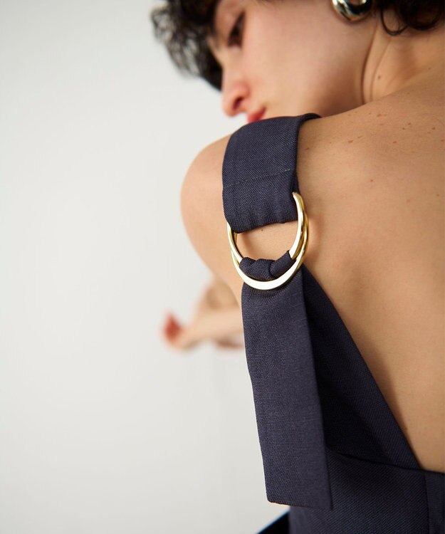 GRACE CONTINENTAL 麻調ベルトサロペット グレー