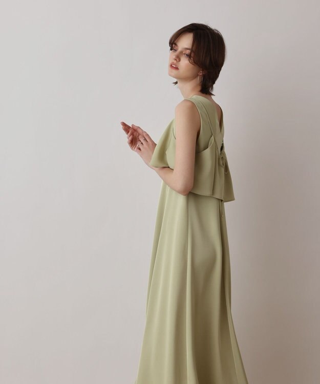 GRACE CONTINENTAL サテンレイヤードワンピース ライトグリーン