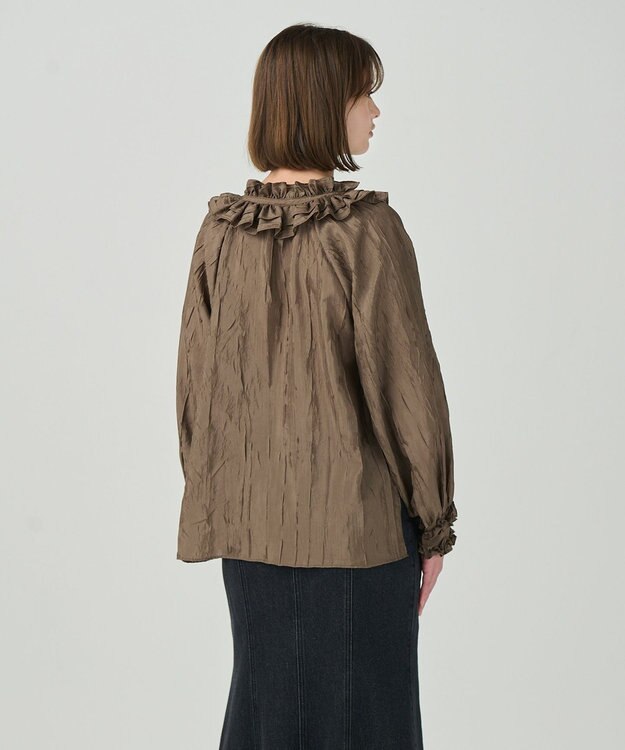 GRACE CONTINENTAL フリルカラーブラウス ブラウン