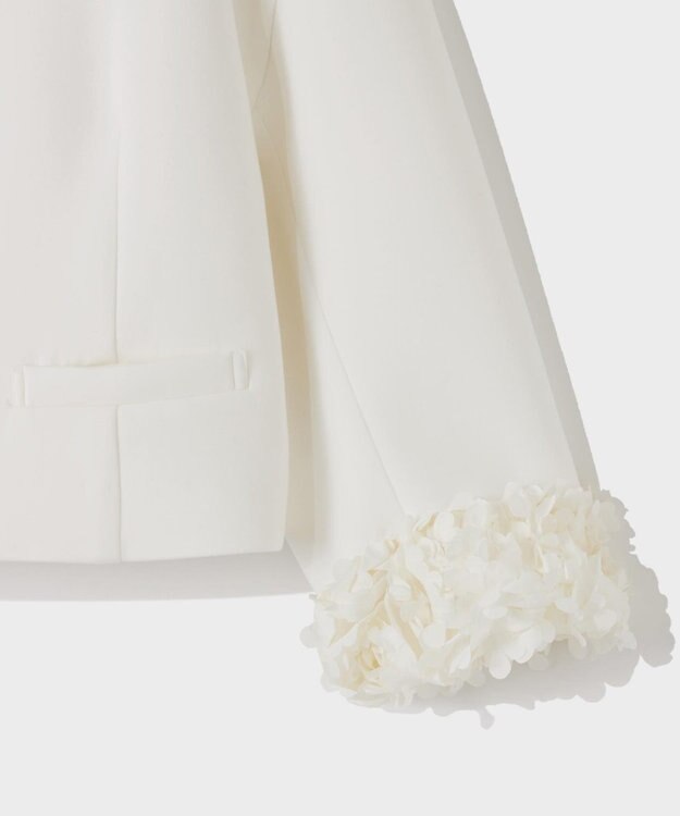 GRACE CONTINENTAL フラワーチュール切替ジャケット ホワイト