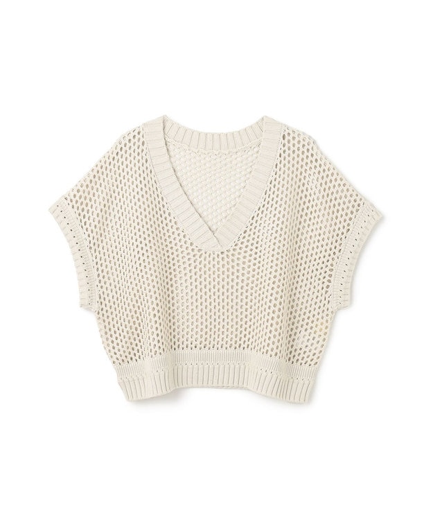 GRACE CONTINENTAL メッシュVネックニットトップ キナリ