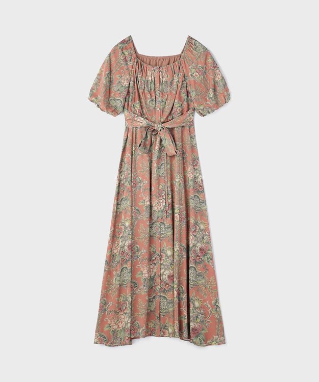 GRACE CONTINENTAL ヴィンテージフラワープリントワンピース キャメル