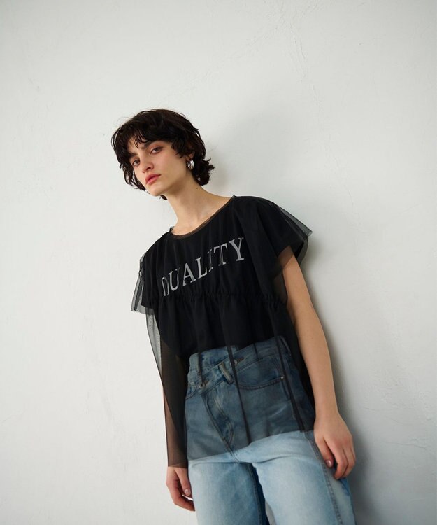 GRACE CONTINENTAL チュールレイヤードトップ ブラック