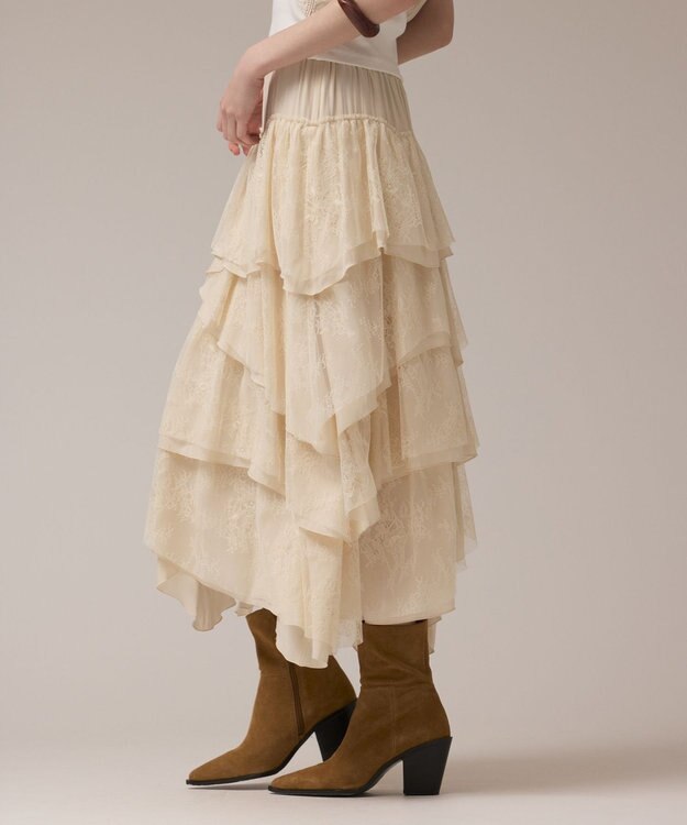 GRACE CONTINENTAL レースコンビティアードスカート キナリ