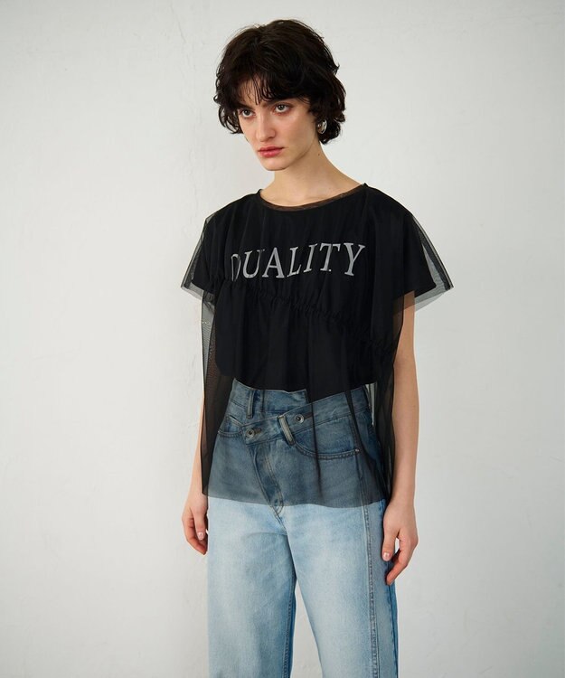 GRACE CONTINENTAL チュールレイヤードトップ ブラック