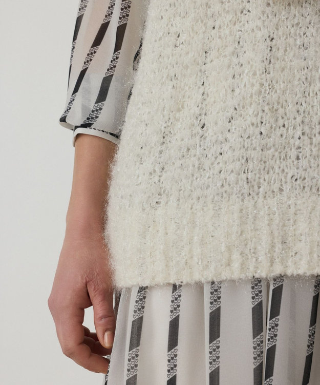 GRACE CONTINENTAL フィルムヤーンニットベスト ホワイト