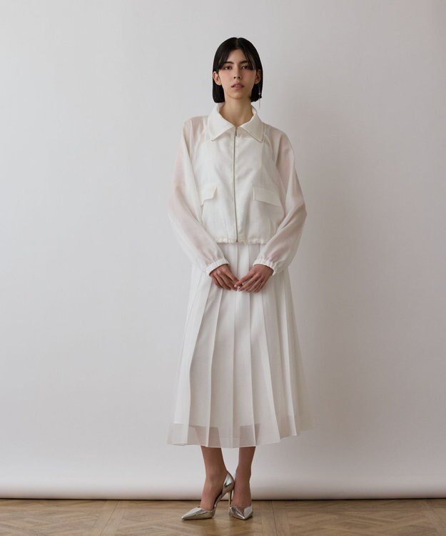 GRACE CONTINENTAL ブライトメッシュブルゾン ホワイト