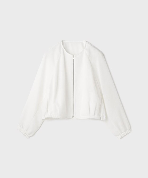 GRACE CONTINENTAL ノーカラーカラミブルゾン ホワイト