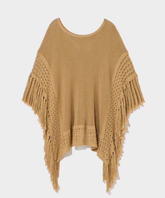 GRACE CONTINENTAL ニットフリンジケープ ベージュ