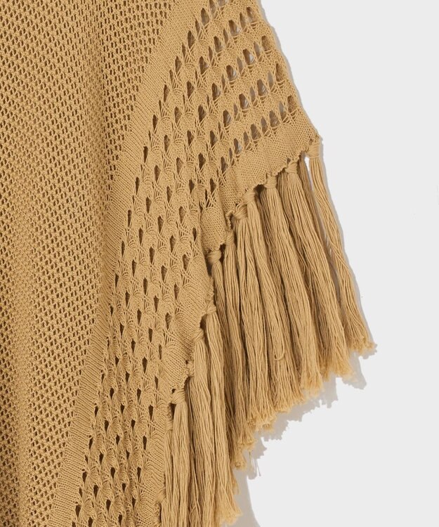 GRACE CONTINENTAL ニットフリンジケープ ベージュ