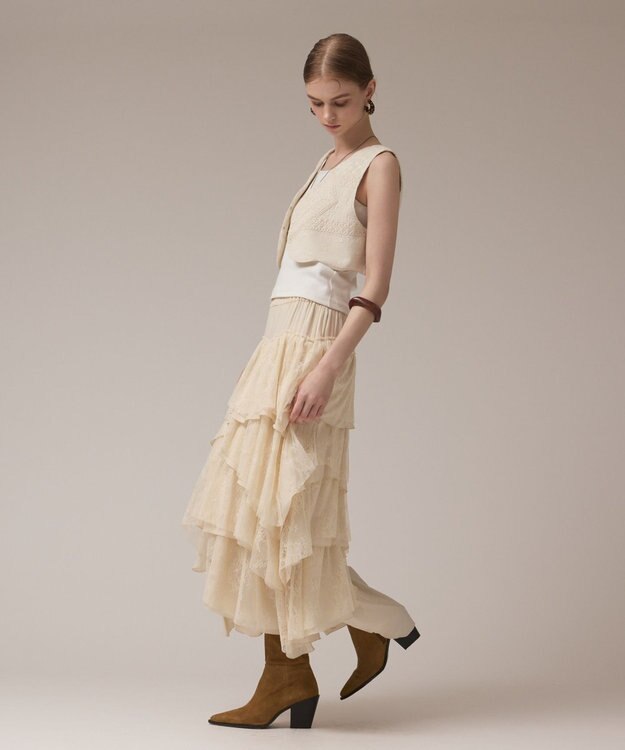 GRACE CONTINENTAL レースコンビティアードスカート キナリ