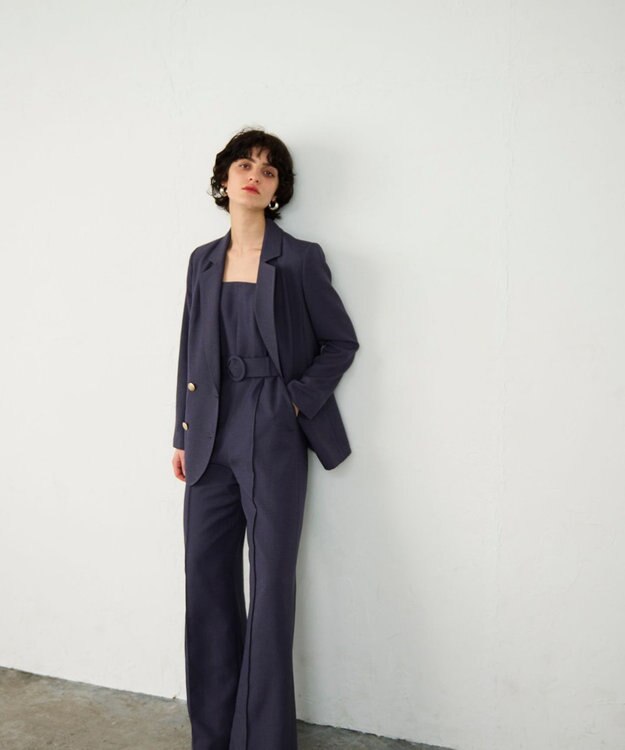 GRACE CONTINENTAL 麻調ベルトサロペット グレー