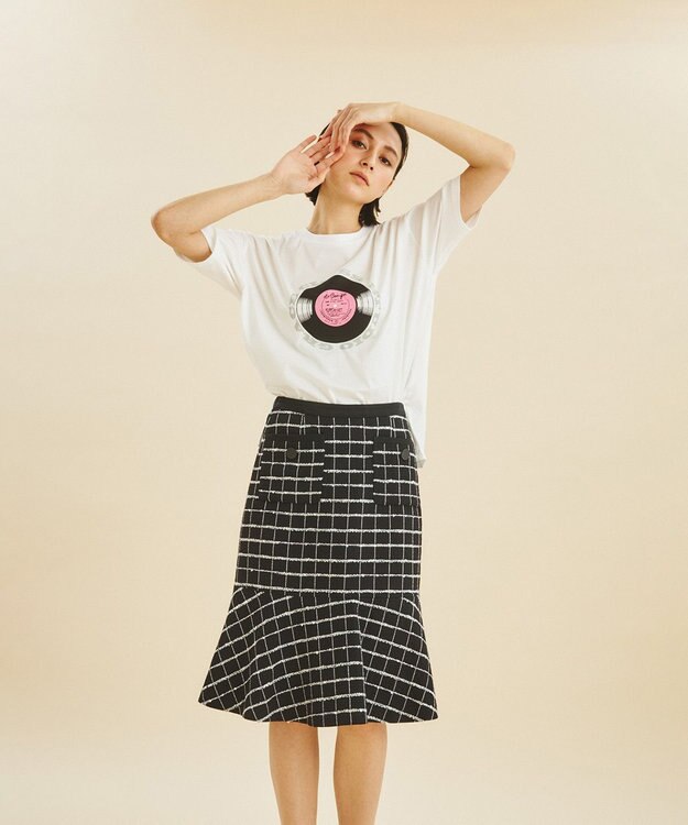 GRACE CONTINENTAL レコードプリントTシャツ ピンク