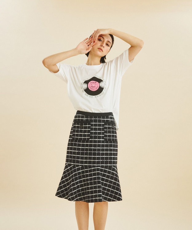 GRACE CONTINENTAL レコードプリントTシャツ ピンク