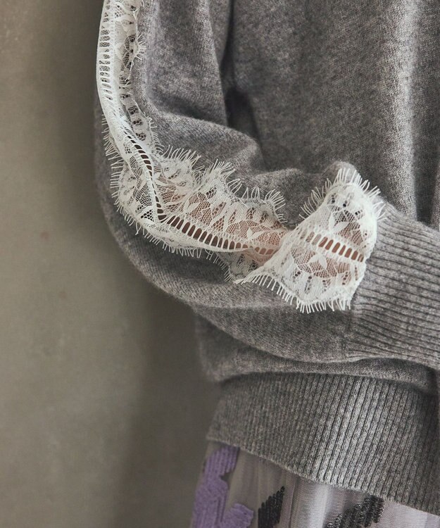 GRACE CONTINENTAL レーススリーブトップ グレー