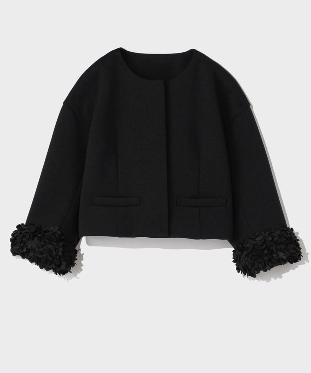 GRACE CONTINENTAL フラワーチュール切替ジャケット ブラック