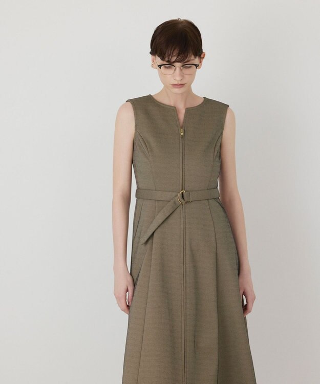 GRACE CONTINENTAL フレア切替カットワンピース ベージュ
