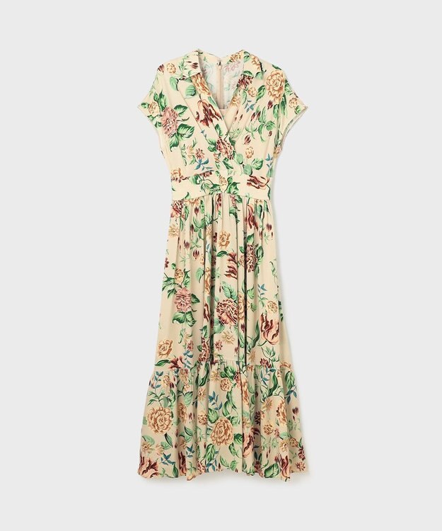 GRACE CONTINENTAL アンティークフラワープリントワンピース ベージュ