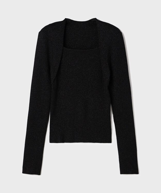 GRACE CONTINENTAL スクエアリブニットトップ ブラック