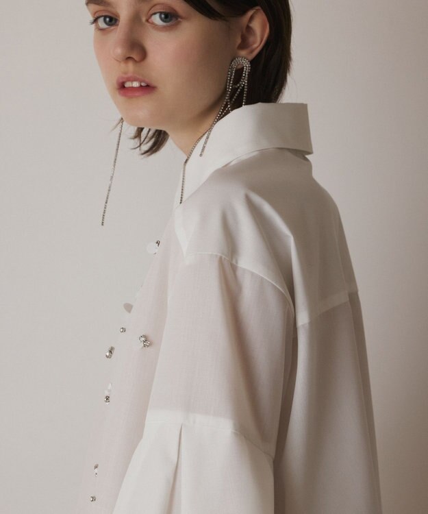 GRACE CONTINENTAL ビジューシャツ ホワイト