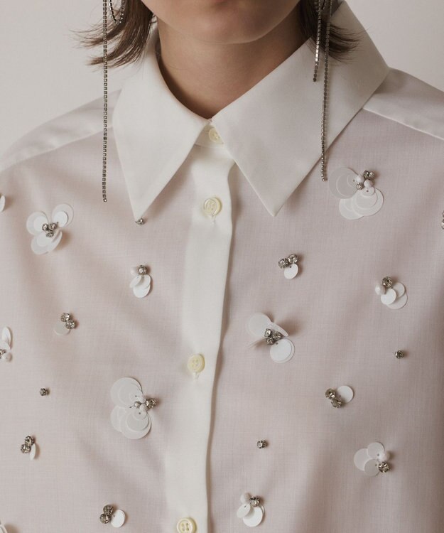 GRACE CONTINENTAL ビジューシャツ ホワイト