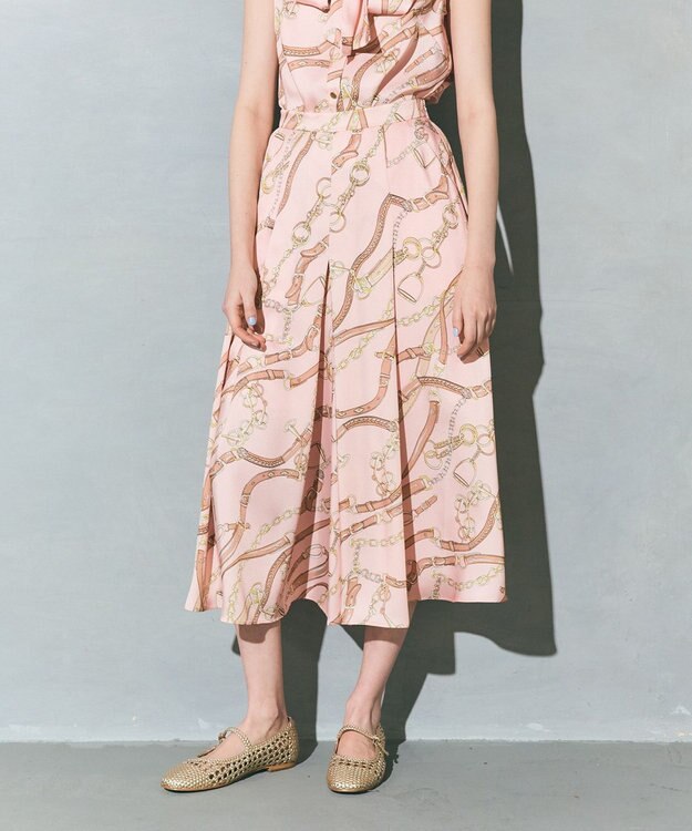 GRACE CONTINENTAL チェーンプリントタックキュロット ピンク