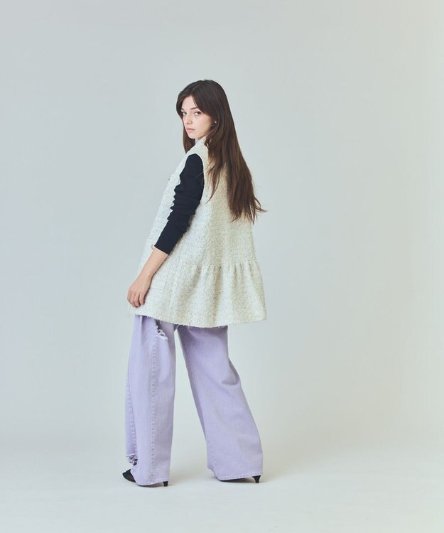 GRACE CONTINENTAL ツイードカバーオールジレ ホワイト