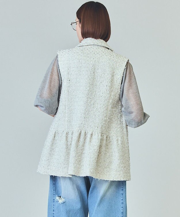 GRACE CONTINENTAL ツイードカバーオールジレ ホワイト