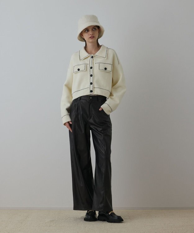 GRACE CONTINENTAL ステッチニットジャケット キナリ