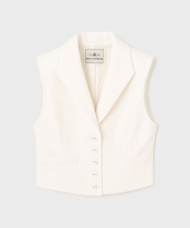 23年 完売品 グレースコンチネンタル キャメル トリアセリネンショートジレ36 トリアセジャージジレ / GRACE CONTINENTAL | GRACE CONTINENTAL