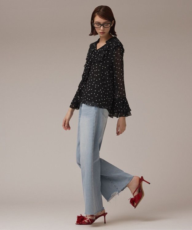 GRACE CONTINENTAL ラッフルドットトップ ブラック
