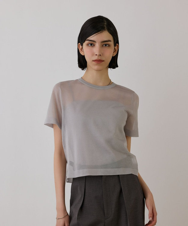 GRACE CONTINENTAL ブライトシアーニットトップ グレー