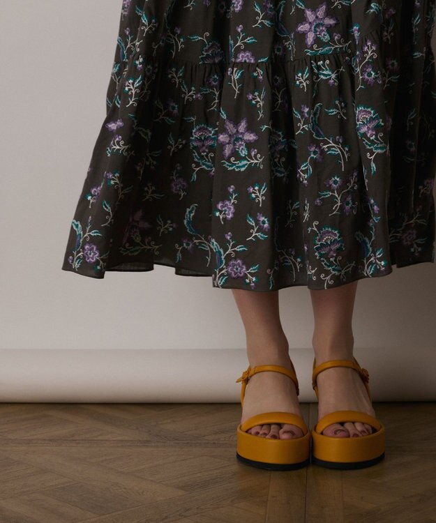 GRACE CONTINENTAL ティアードロングワンピース カーキ